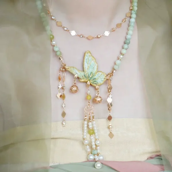 Hanfu butterfly versatile ancient cheongsam necklace Tang and Song accessories. - Image 7