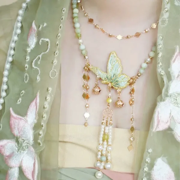 Hanfu butterfly versatile ancient cheongsam necklace Tang and Song accessories. - Image 4