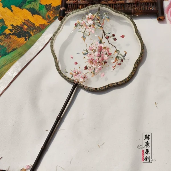 Ziwei Hua 紫薇花 Myrtle Flower Single-Sided Embroidered Tuanshan Round Fan - Image 2