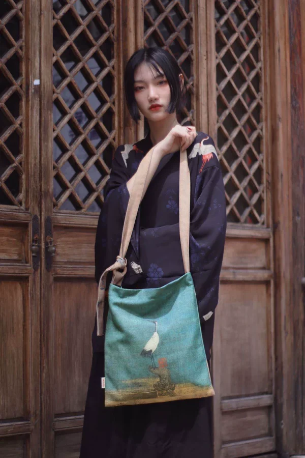 Rui Hé 瑞鹤图 Auspicious Cranes Painting Tote Bag - Image 2