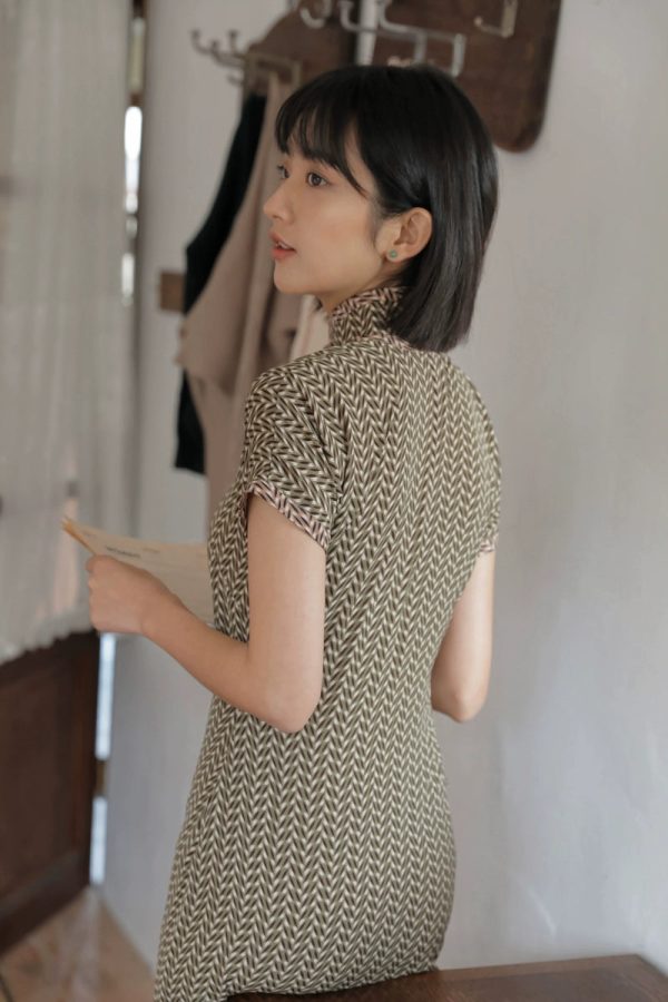 Suihe 穗禾 Wheat Stalk 1930s Art Deco Chiffon Short Sleeve Qipao - Image 13