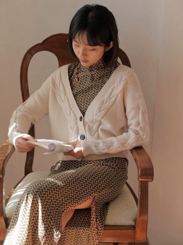 Suihe 穗禾 Wheat Stalk 1930s Art Deco Chiffon Short Sleeve Qipao - Image 4